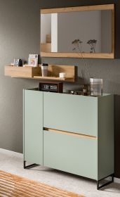 Garderobe Set 3-teilig Borga in Salbei und Artisan Eiche 140 x 192 cm, Soft-Close Garderobe Set 3-teilig Borga in Salbei und Artisan Eiche 140 x 192 cm, Soft-Close