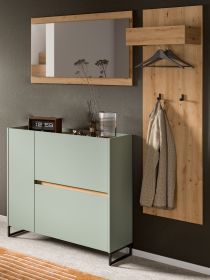 Garderobe Set 3-teilig Borga in Salbei und Artisan Eiche 175 x 192 cm, Soft-Close Garderobe Set 3-teilig Borga in Salbei und Artisan Eiche 175 x 192 cm, Soft-Close