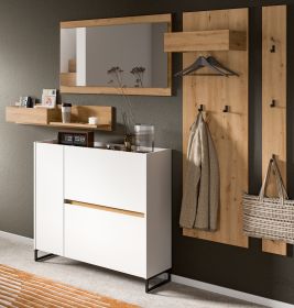 Garderobe Set 5-teilig Borga in weiß und Artisan Eiche 236 x 192 cm, Soft-Close Garderobe Set 5-teilig Borga in weiß und Artisan Eiche 236 x 192 cm, Soft-Close