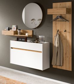 Garderobe Set 4-teilig Borga in weiß und Artisan Eiche 205 x 197 cm Garderobe Set 4-teilig Borga in weiß und Artisan Eiche 205 x 197 cm