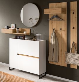 Garderobe Set 5-teilig Borga in weiß und Artisan Eiche 236 x 197 cm, Soft-Close Garderobe Set 5-teilig Borga in weiß und Artisan Eiche 236 x 197 cm, Soft-Close