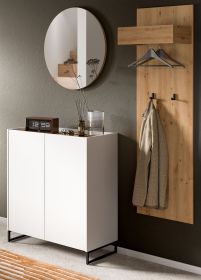 Garderobe Set 3-teilig Borga in weiß und Artisan Eiche 155 x 197 cm, Soft-Close Garderobe Set 3-teilig Borga in weiß und Artisan Eiche 155 x 197 cm, Soft-Close