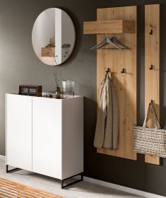 Garderobe Set 4-teilig Borga in weiß und Artisan Eiche 186 x 197 cm, Soft-Close Garderobe Set 4-teilig Borga in weiß und Artisan Eiche 186 x 197 cm, Soft-Close