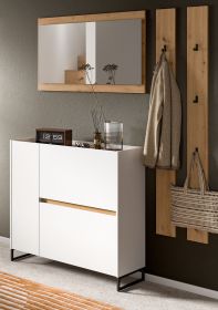 Garderobe Set 4-teilig Borga in weiß und Artisan Eiche 172 x 197 cm, Soft-Close Garderobe Set 4-teilig Borga in weiß und Artisan Eiche 172 x 197 cm, Soft-Close