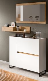 Garderobe Set 3-teilig Borga in weiß und Artisan Eiche 140 x 192 cm, Soft-Close Garderobe Set 3-teilig Borga in weiß und Artisan Eiche 140 x 192 cm, Soft-Close