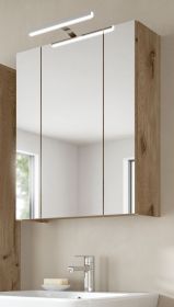 Badezimmer Spiegelschrank Cover in Nox Eiche Badschrank 3-trig 60 x 70 cm