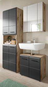 Badmbel Set 3-teilig Cover in schwarz matt und Nox Eiche Badkombination 135 x 185 cm