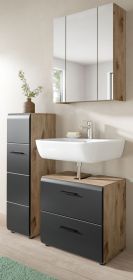 Badmbel Set 3-teilig Cover in schwarz matt und Nox Eiche Badkombination 105 x 185 cm