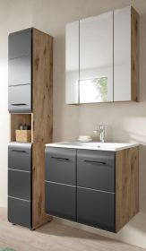 Badmbel Set 3-teilig Cover in schwarz matt und Nox Eiche Badkombination 105 x 185 cm