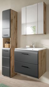 Badmbel Set 3-teilig Cover in schwarz matt und Nox Eiche Badkombination 105 x 185 cm