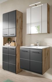 Badmbel Set 3-teilig Cover in schwarz matt und Nox Eiche Badkombination 135 x 185 cm