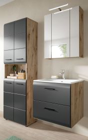 Badmbel Set 3-teilig Cover in schwarz matt und Nox Eiche Badkombination 135 x 185 cm