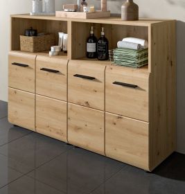 Badezimmer Kommode Set Cover in Artisan Eiche 2x Badkommode 120 x 80 cm