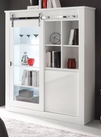 Vitrine Miami in wei Hochglanz Vitrinenschrank 133 x 153 cm, Soft-Close