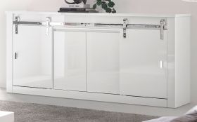 Sideboard Miami in wei Hochglanz Kommode 201 x 92 cm, Soft-Close