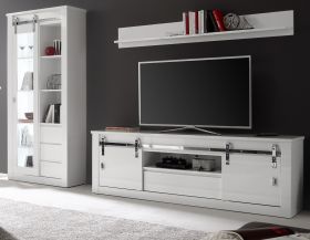 Wohnwand Miami in weiß Hochglanz Wohnkombination 3-teilig 309 x 201 cm, Soft-Close Wohnwand Miami in weiß Hochglanz Wohnkombination 3-teilig 309 x 201 cm, Soft-Close