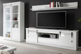 Wohnwand Miami in weiß Hochglanz Wohnkombination 3-teilig 349 x 201 cm, Soft-Close Wohnwand Miami in weiß Hochglanz Wohnkombination 3-teilig 349 x 201 cm, Soft-Close