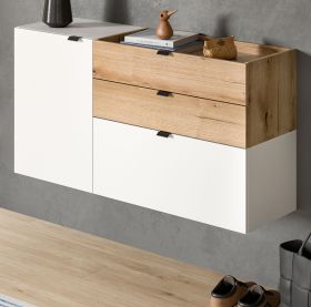 Schuhschrank Janko in wei und Evoke Eiche Flur Kommode hngend 120 cm, Soft-Close