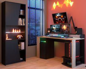 Parisot Gaming Set Meta in schwarz und Eiche Gamingtisch und Schrank inkl. LED mit Farbwechsel Parisot Gaming Set Meta in schwarz und Eiche Gamingtisch und Schrank inkl. LED mit Farbwechsel