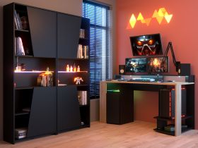 Parisot Gaming Set Meta in schwarz und Eiche Gamingtisch und Schrank inkl. LED mit Farbwechsel Parisot Gaming Set Meta in schwarz und Eiche Gamingtisch und Schrank inkl. LED mit Farbwechsel