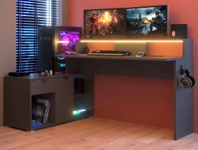 Gamingtisch Work in grau Gamer Schreibtisch inkl. LED mit Farbwechsel Gamingtisch Work in grau Gamer Schreibtisch inkl. LED mit Farbwechsel