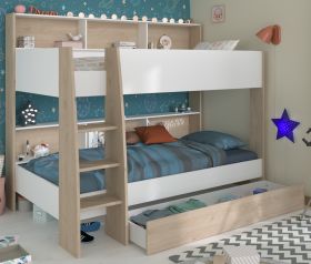 Parisot Etagenbett Shelter in weiß und Eiche Kinder und Jugendzimmer Hochbett 90 x 200 cm Parisot Etagenbett Shelter in weiß und Eiche Kinder und Jugendzimmer Hochbett 90 x 200 cm