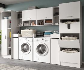 Waschmaschinenschrank Flexy in wei Set 8-teilig 300 x 196 cm