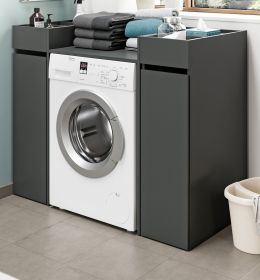 Waschmaschinenumbau Set Flexy in grau 3-teilig �berbauschrank und 2 x Anstellregal