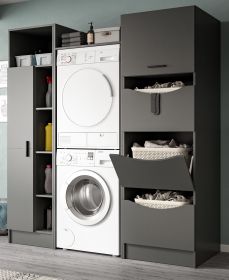 Waschmaschinenschrank Flexy in grau Set 3-teilig 176 x 196 cm