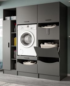 Waschmaschinenschrank Flexy in grau Set 3-teilig 176 x 196 cm