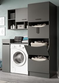 Waschmaschinenschrank Flexy in grau Set 4-teilig 155 x 196 cm