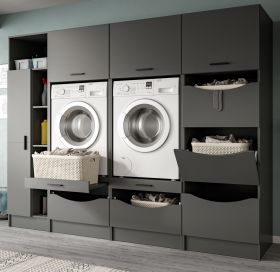 Waschmaschinenschrank Flexy in grau Set 4-teilig 242 x 196 cm