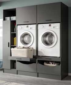 Waschmaschinenschrank Flexy in grau Set 3-teilig 182 x 195 cm