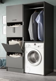 Waschmaschinenschrank Flexy in grau Set 2-teilig 126 x 196 cm
