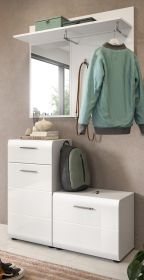 Garderobe Set 3-teilig Cover in wei� Hochglanz 98 x 191 cm