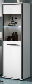 Badezimmer Midischrank Telly in wei� Hochglanz und grau Bad Kommode 40 x 139 cm