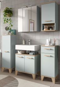 Badm�bel Set 5-teilig Luna in gr�n und Eiche Badkombination skandinavisch 158 x 190 cm