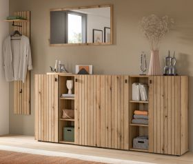 Garderobe Set 4-teilig Loreno in Evoke Eiche 258 x 192 cm