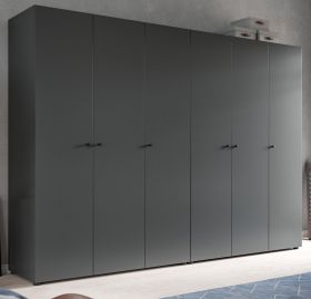 Kleiderschrank Carter in grau Dreht�renschrank 6-t�rig 240 x 176 cm