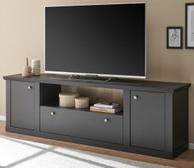 TV-Lowboard Filmore in Schwarz matt und Eiche Landhaus 205 x 62 cm, Soft-Close und Komforth�he