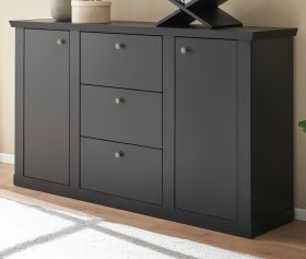 Sideboard Filmore in Schwarz matt Landhaus 158 x 92 cm, Soft-Close