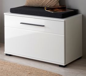 Garderobe Sitzbank Design-D in wei� Hochglanz 80 x 50 cm