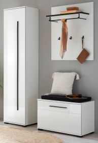Garderobe Set 4-teilig Design-D in wei� Hochglanz 140 x 200 cm