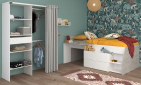Parisot Kinder- und Jugendzimmer Milky21 in weiß und grau, Stauraumbett und Kleiderschrank Parisot Kinder- und Jugendzimmer Milky21 in weiß und grau, Stauraumbett und Kleiderschrank
