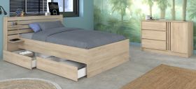 Parisot Kinder- und Jugendzimmer Escale17 in Eiche japanisch Bett 120 x 200 cm