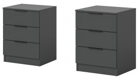 Nachttisch Set Swan in grau 2x Nachtkommode in Komforth�he 45 x 60 cm
