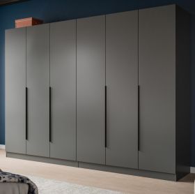 Kleiderschrank Swan in grau Dreht�renschrank 6-t�rig 240 x 181 cm
