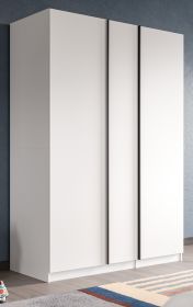 Kleiderschrank Girona in wei� Dreht�renschrank 3-t�rig 130 x 183 cm