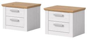 Nachttisch Set Mirano in wei� L�rche und Eiche Artisan Landhaus 2 x Nachtkommode 56 x 43 cm