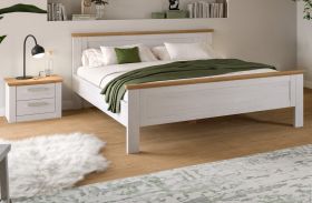 Schlafzimmer Mirano in wei� L�rche und Eiche Artisan Landhaus Set mit Bett Liegefl�che 180 x 200 cm und Nachttisch